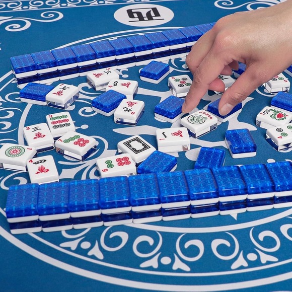 166 Acrylic Mahjong Tiles Set for American Game 1.2in Tile Only with Blue Print - Picture 7 of 10